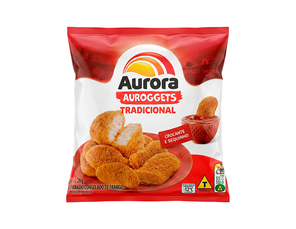 CHICKEN DE FRANGO EMPANADO CONGELADO AUROGGETS AURORA 2 KG (CX 3 PCT)